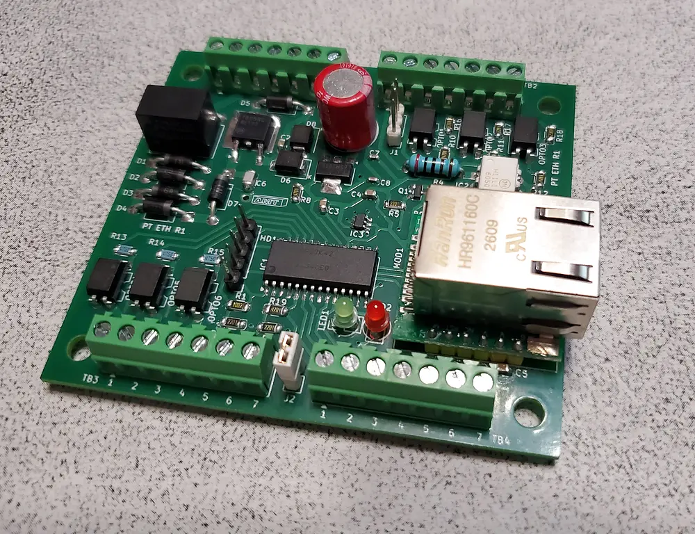 Custom-designed Ethernet I/O controller board
